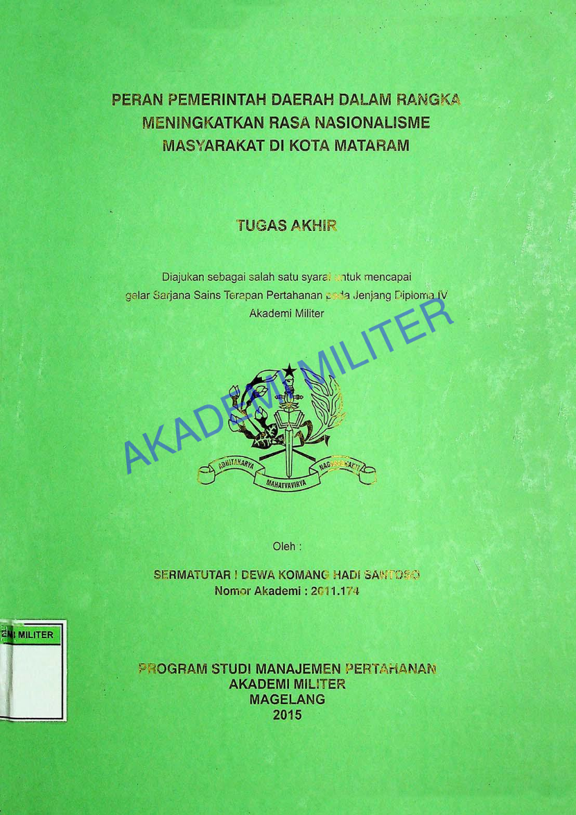 PERAN PEMERINTAH DAERAH DALAM RANGKA MENINGKATKAN RASA NASIONALISME MASYARAKAT DI KOTA MATARAM